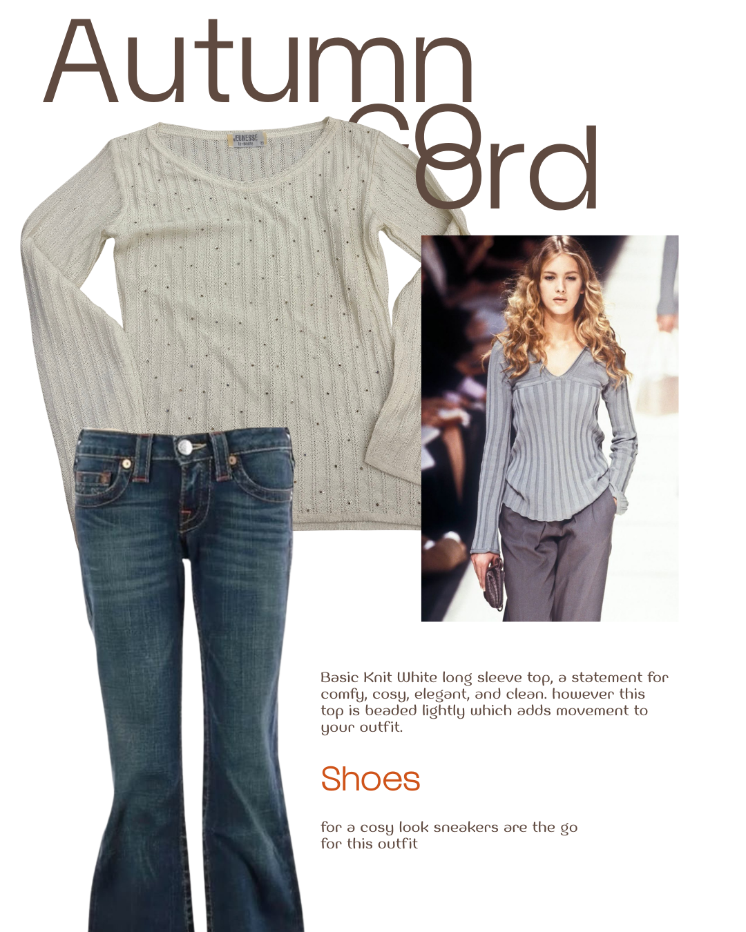 white long sleeve knit top with little beads