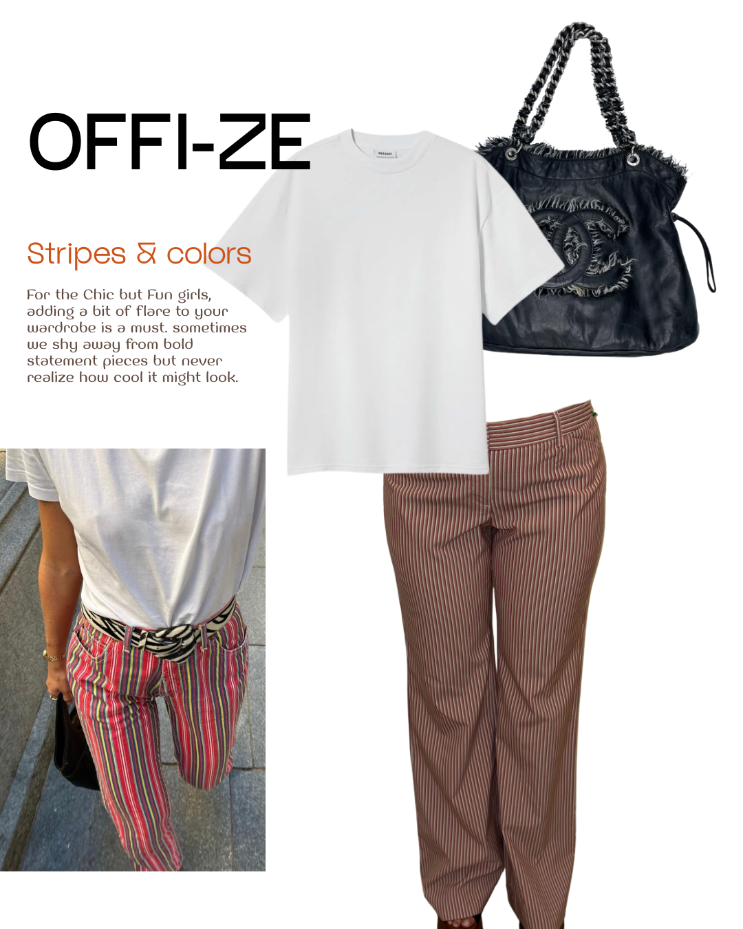 Striped Red and White trousers Baggy fit