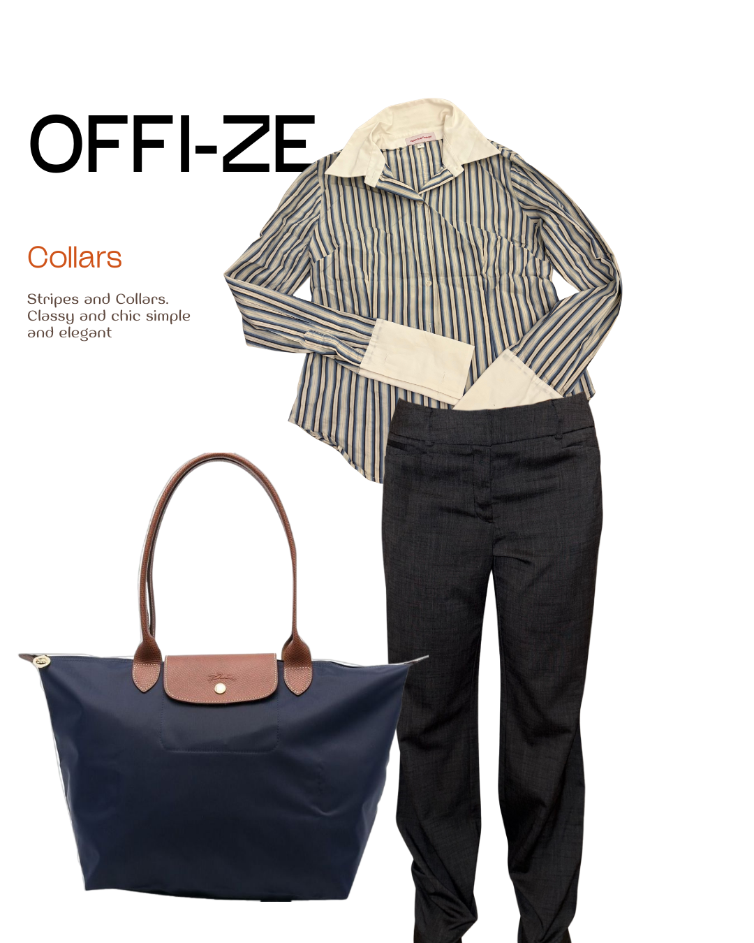 Blue and white striped button up top