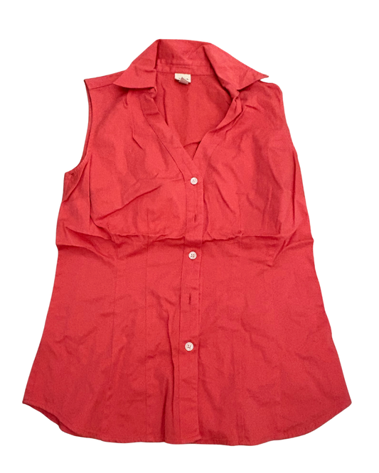 sleeveless Orange button up top