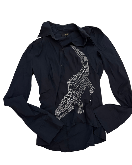 Cavalli black button up top