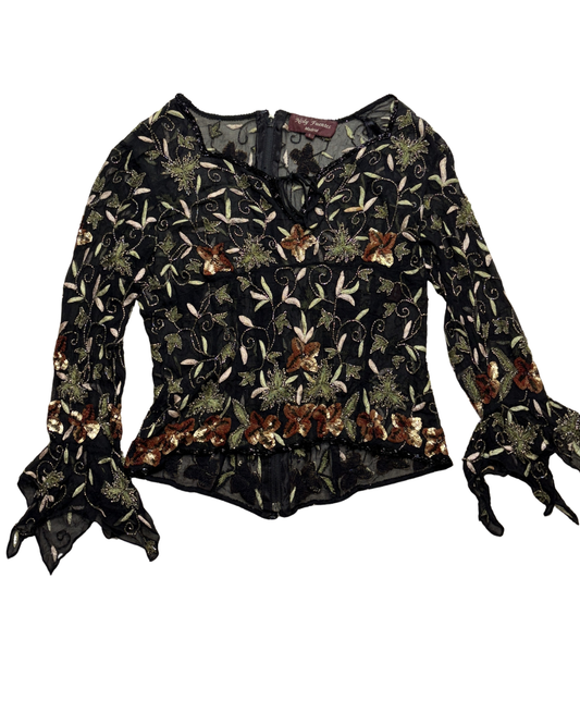 Beaded long sleeve Top