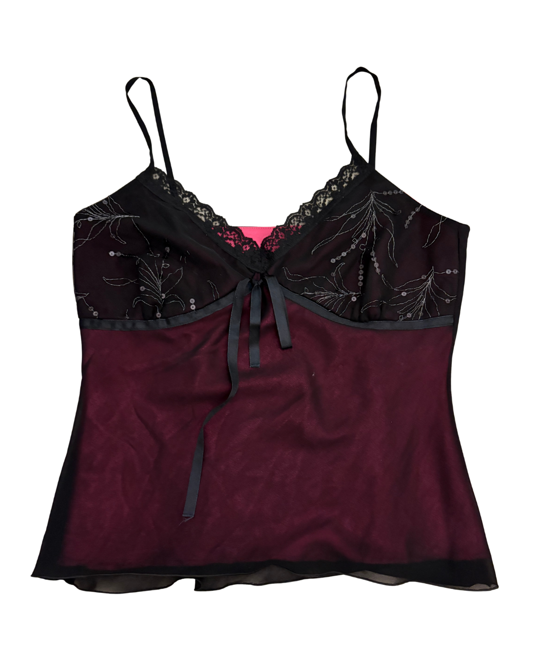 Black & Pink beaded top