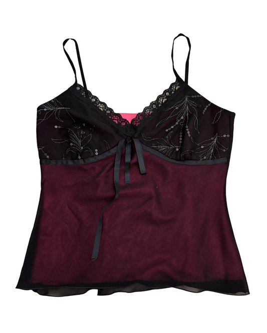 Black & Pink beaded top