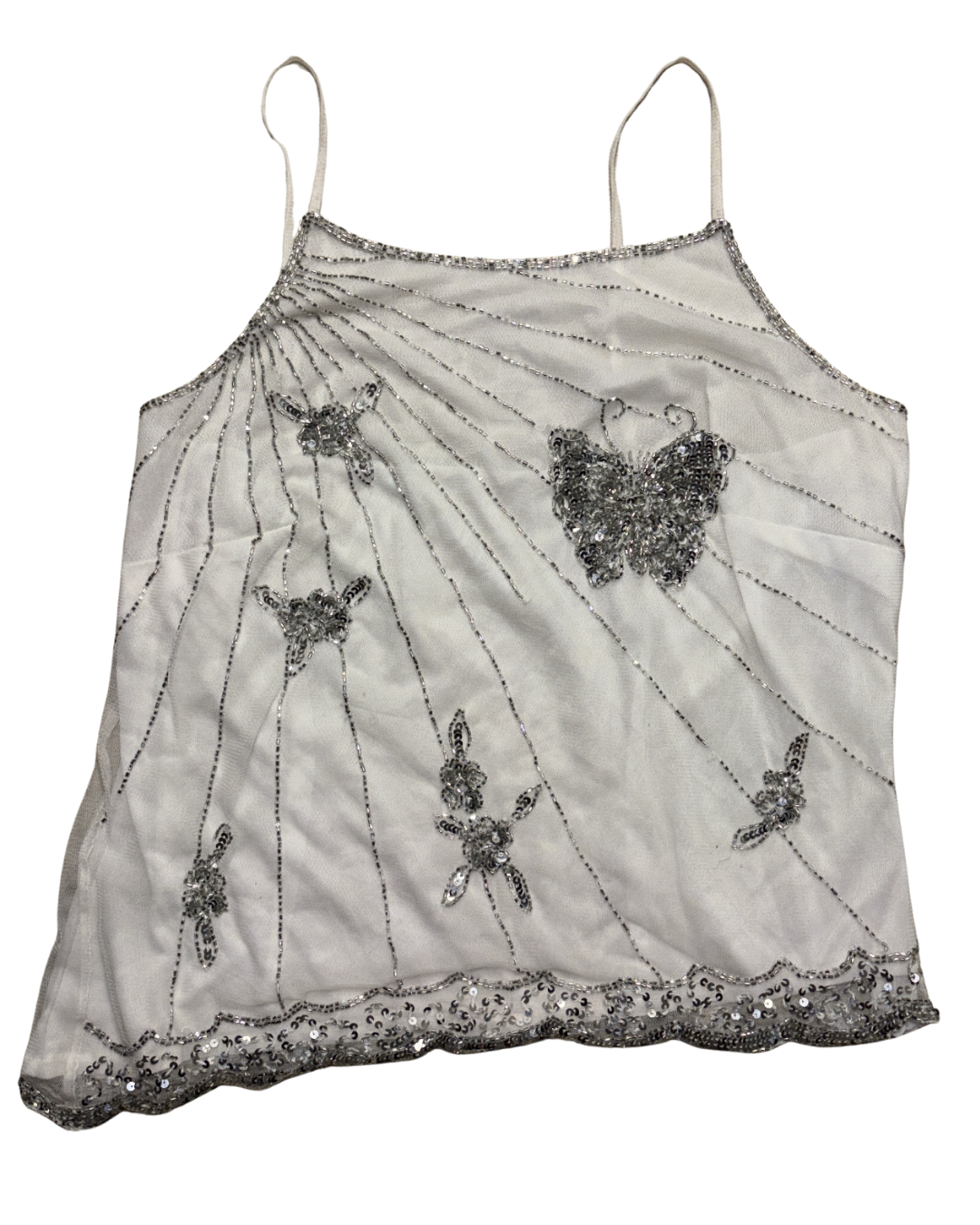 White & Silver beaded top