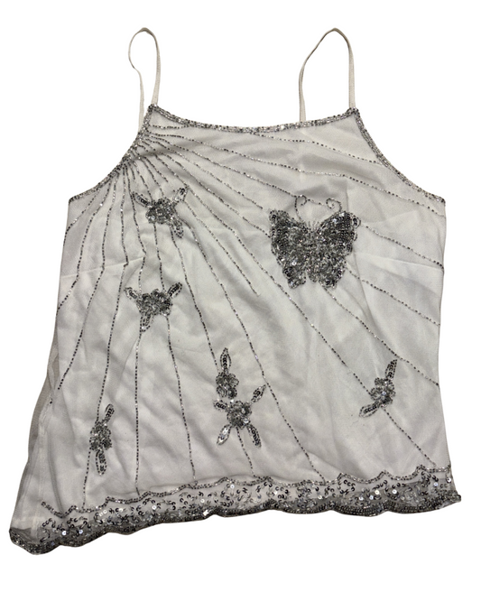 White & Silver beaded top
