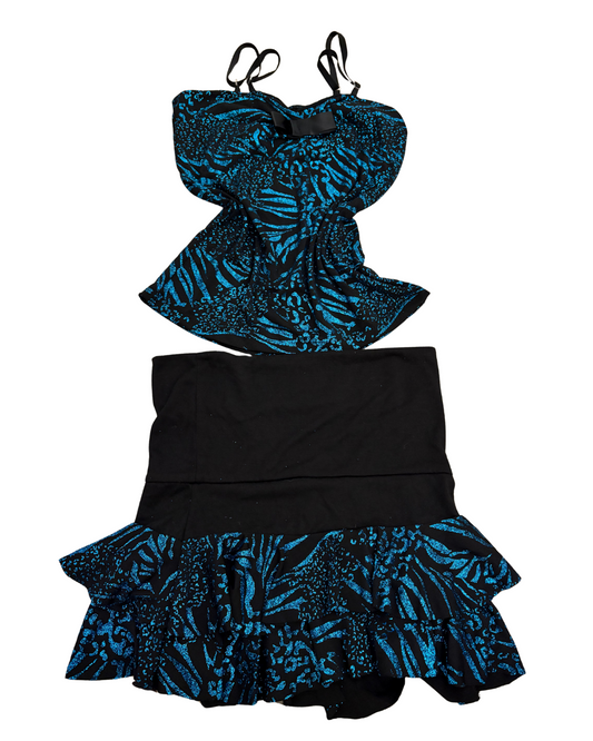 Glittery Blue Zebra print set