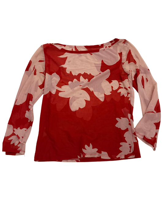 Long sleeve sheer red top