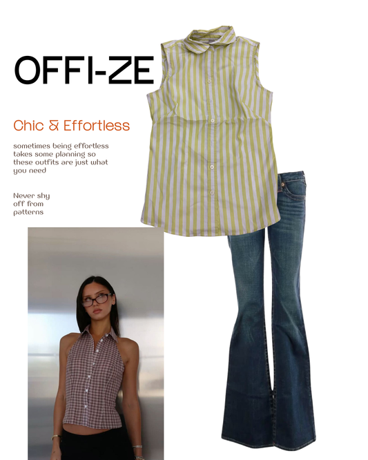 Sleeveless Green and white striped top