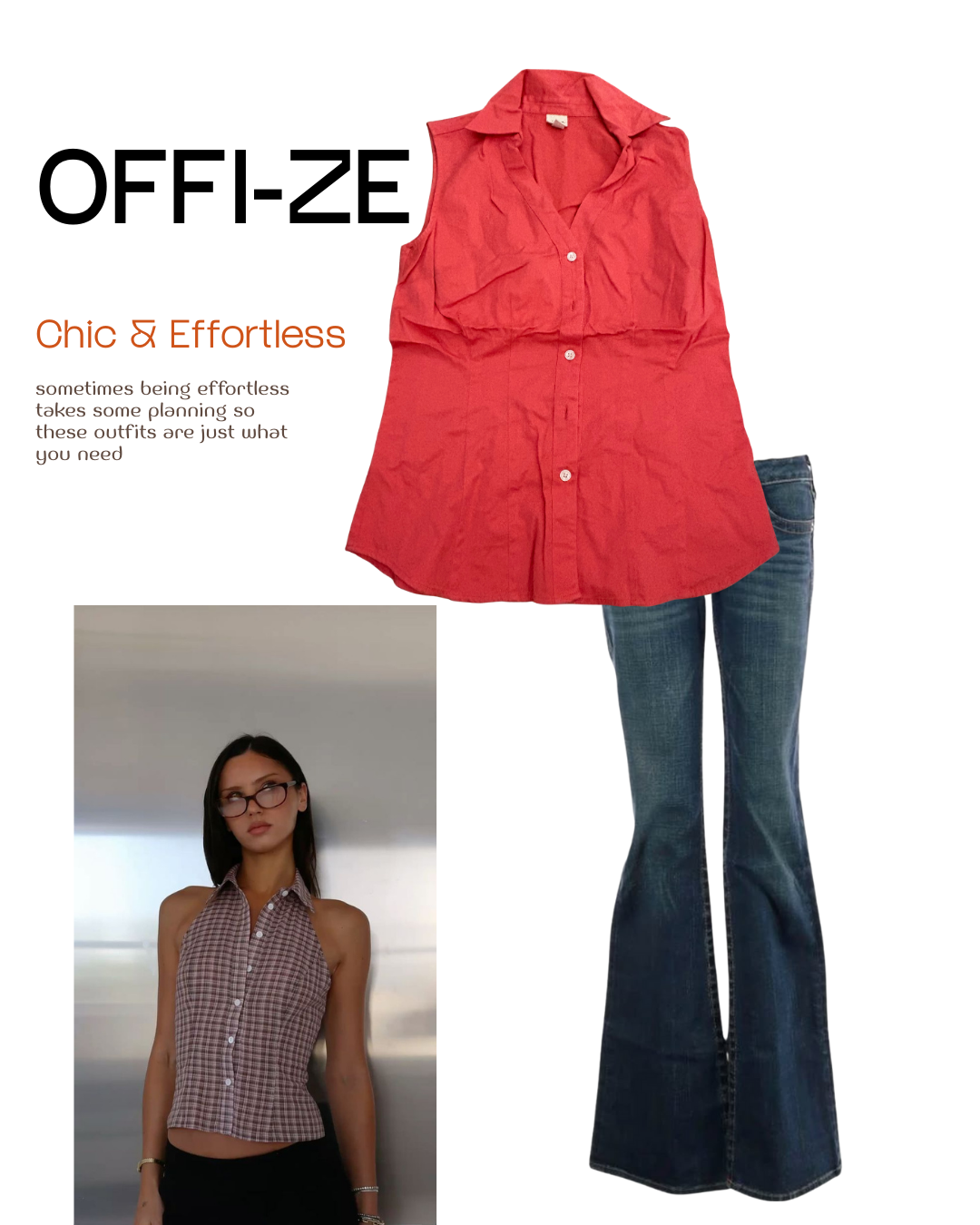 sleeveless Orange button up top