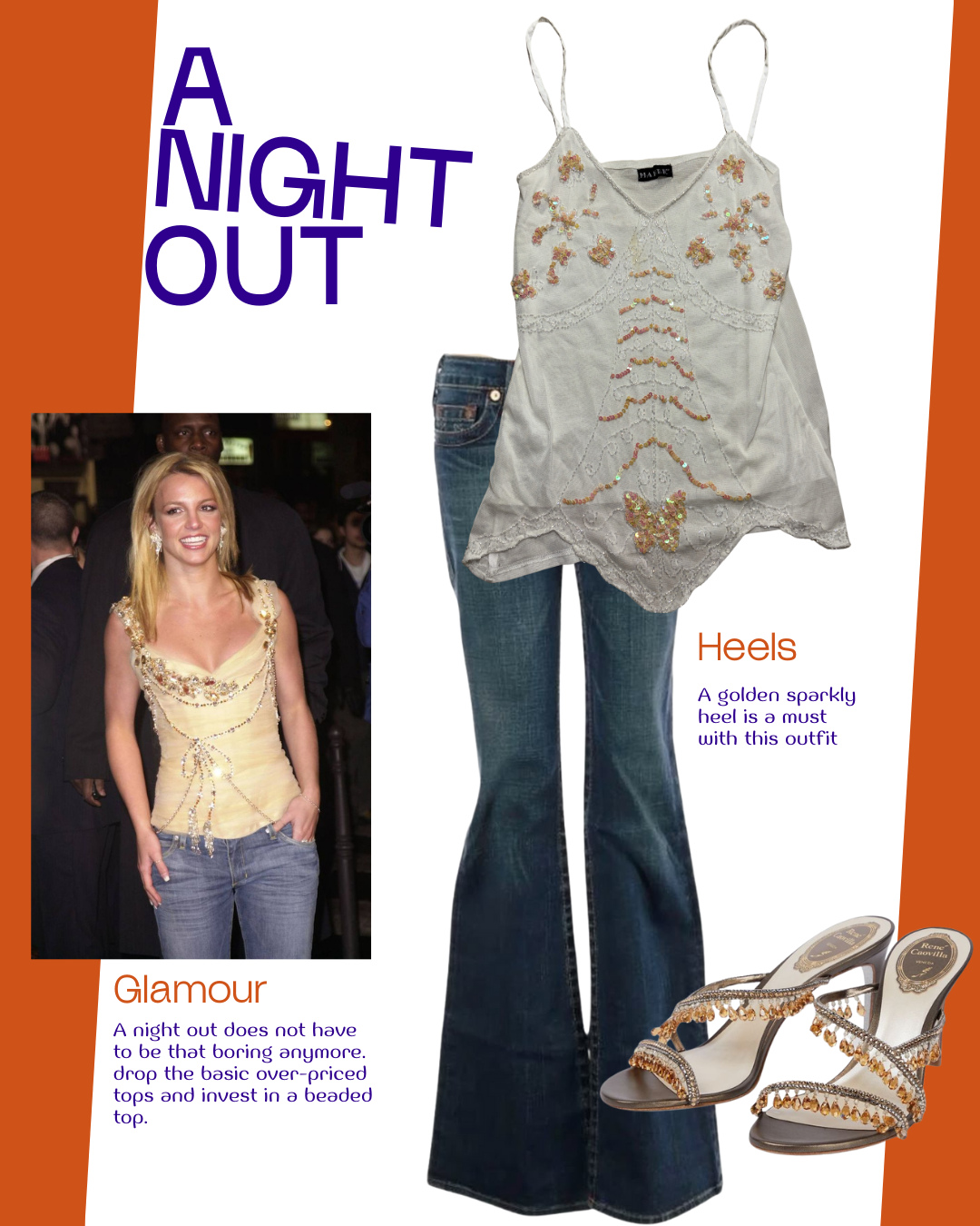 white and orange beaded top