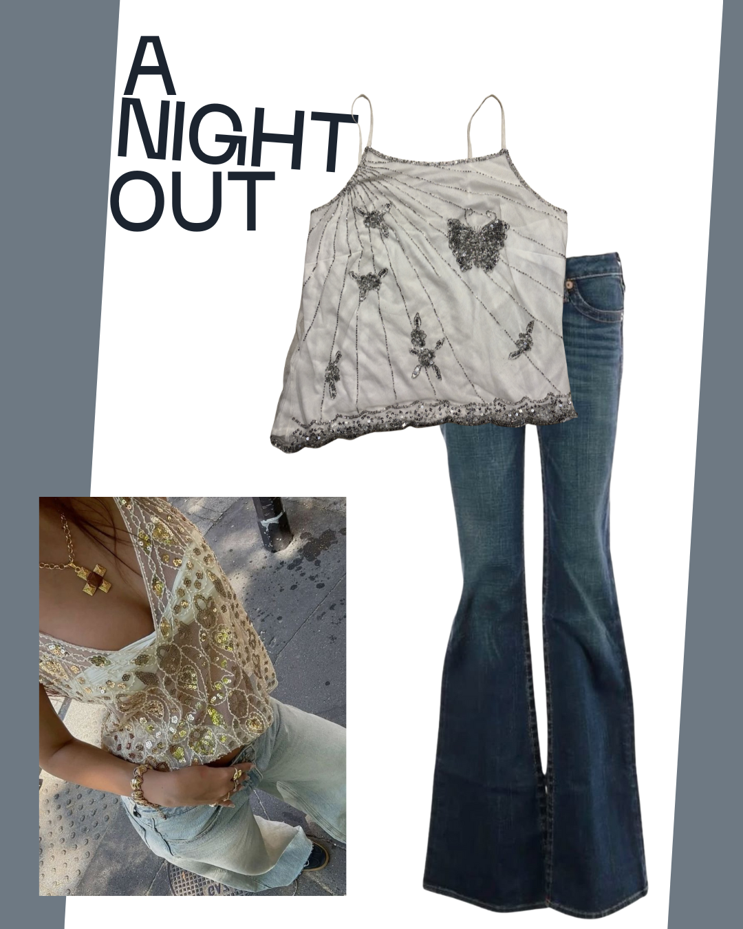 White & Silver beaded top