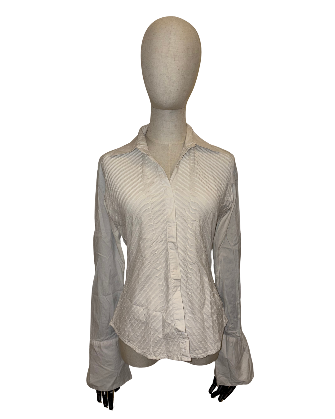 Textured white button up top