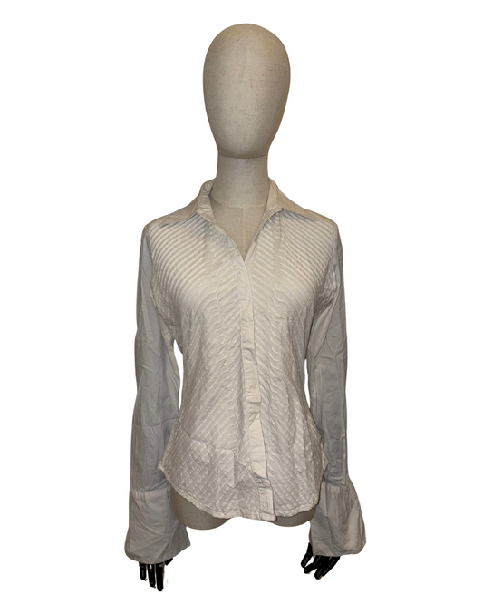 Textured white button up top