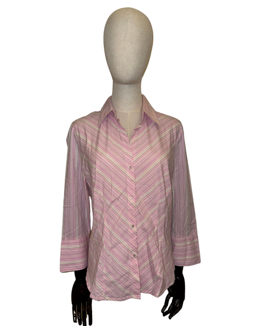 Pink Striped Button up Top